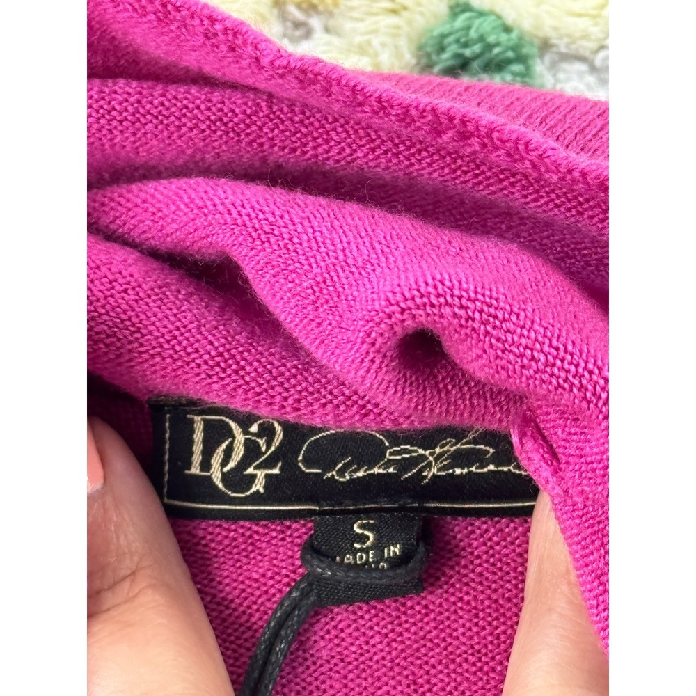 DG2 Diane Gilman Pink Asymmetrical Turtleneck Sweater Womens Small NWT Fuchsia - Picture 7 of 10
